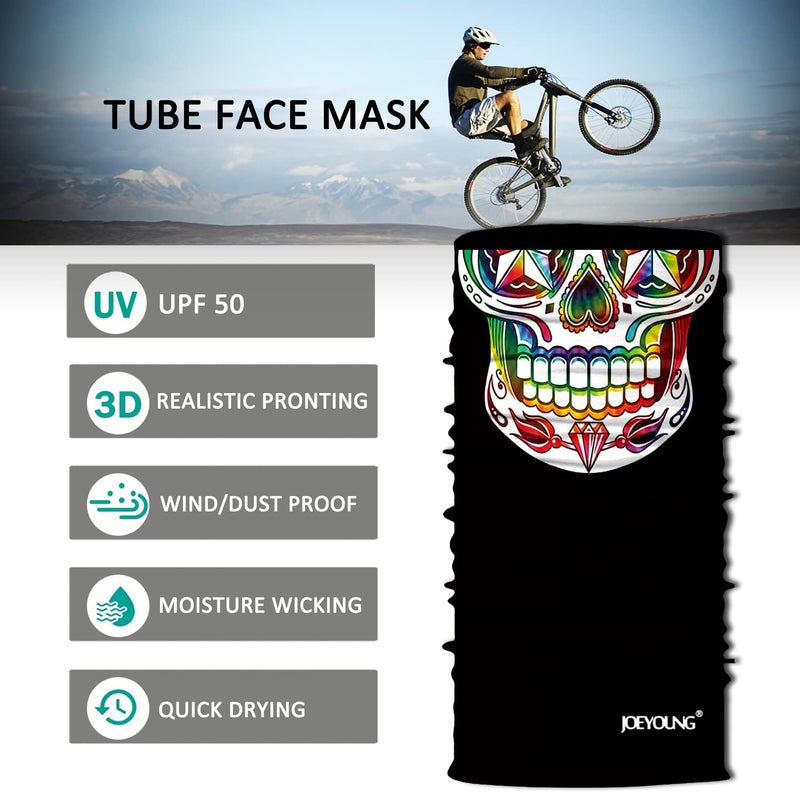 JOEYOUNG Skull Face Mask UV Sun Dust Neck Gaiter Bandana Headwear Motorcycle - Image 2